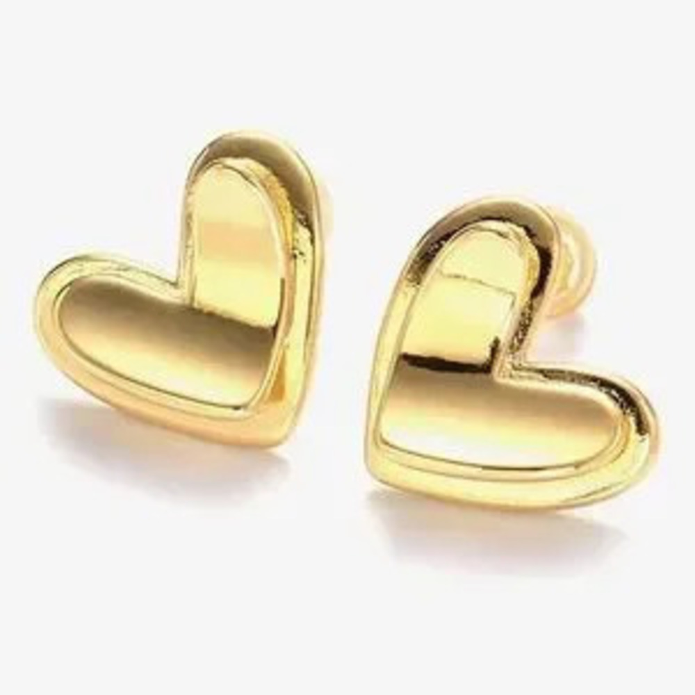 Gold Heart Earrings (7008)